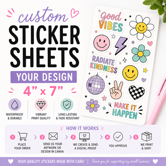 Custom 4" × 7" Sticker Sheets – Your Design