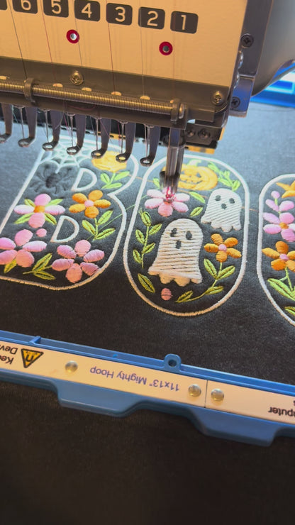 Embroidered BOO Halloween Sweatshirt | Fall Ghost Pumpkin Sweater